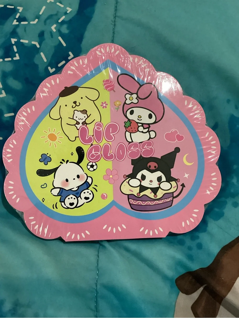 Sanrio Pink and Yellow Heart Lip Gloss Set with Characters